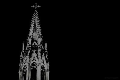 Low angle view of temple against sky at night