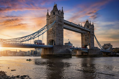 View of bridge over river against cloudy sky