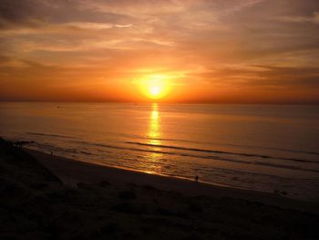 Scenic view of sea at sunset