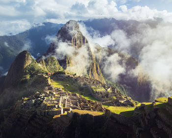 Panoramic view of mountains against sky