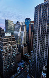 High angle view of buildings in city of manhattan new york