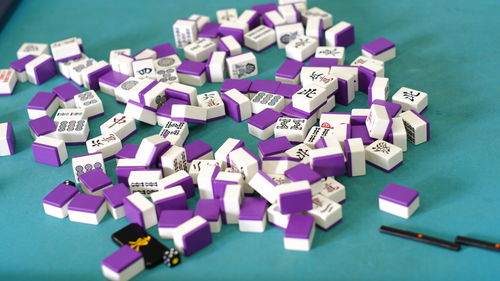 High angle view of toy blocks on table