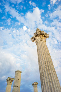Low angle view of columns against sky at selcuk