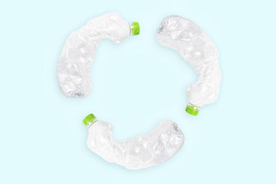 High angle view of ice cream over white background