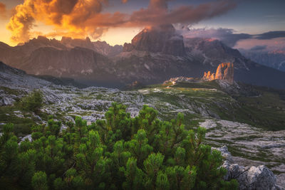 Incredible landscape with the beauty of dolomite mountains, italy.