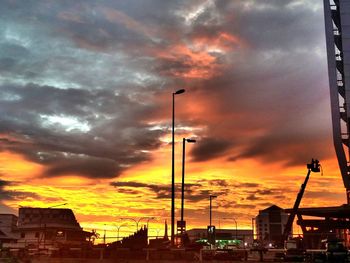 Low angle view of cloudy sky at sunset