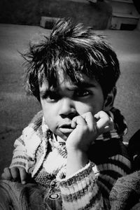 Close-up of girl with hands