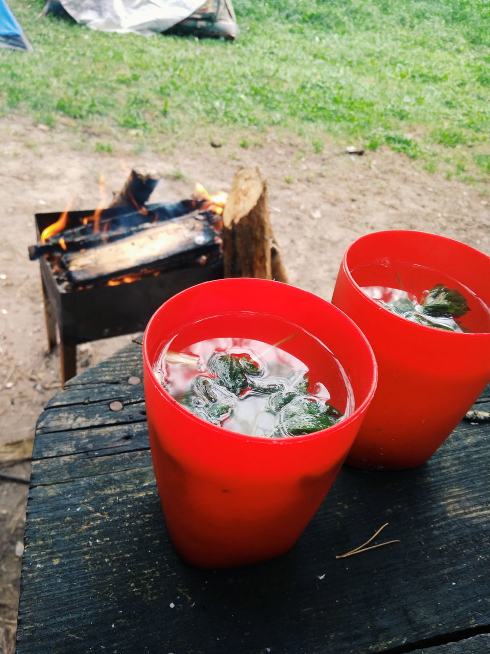 table, outdoors, food and drink, wood - material, no people, red, day, food, freshness, close-up, nature