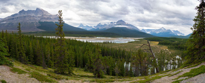 Scenic view of mountains against sky