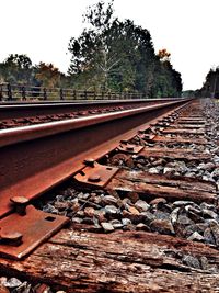 Railroad tracks on railroad track