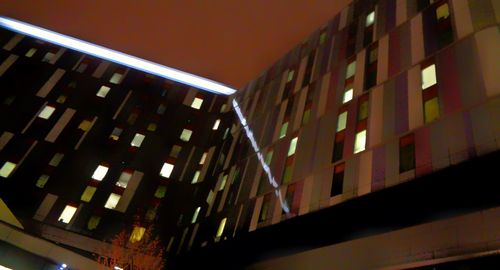 Low angle view of illuminated building