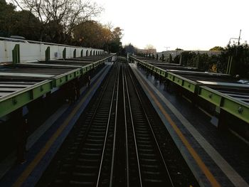 Railroad tracks against clear sky