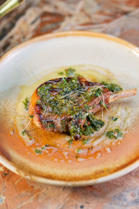 Close-up of food in bowl on table