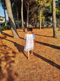 Girl under the pine forest