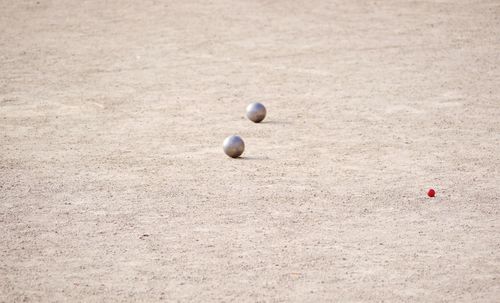 High angle view of soccer ball on field