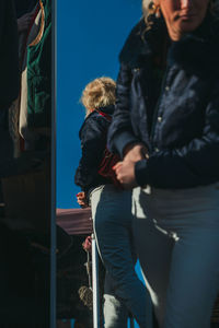 Rear view of couple sitting on seat