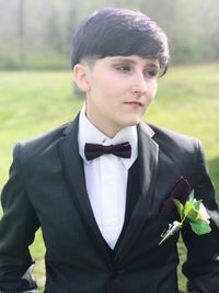 Portrait of man in park