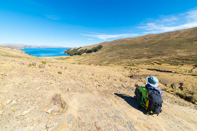 Scenic view of sea against blue sky