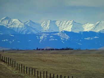 Scenic view of snowcapped mountains