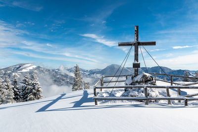 Snow covered mountain against sky