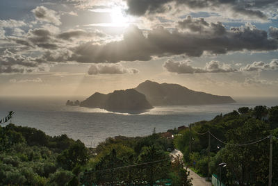 Panoramic view of sea against sky during sunset