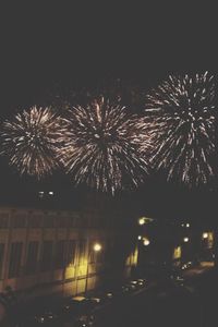 Firework display at night