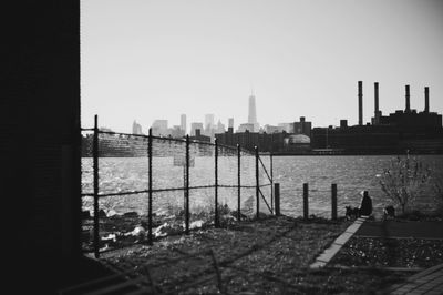 View of cityscape against clear sky