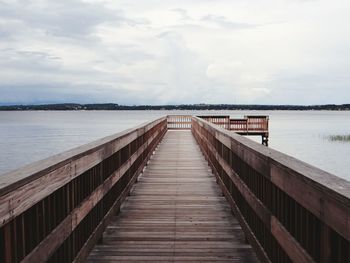 Pier over lake against sky