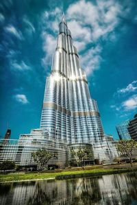 Low angle view of modern buildings against sky