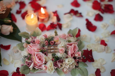 High angle view of bouquet