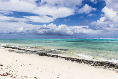 Scenic view of sea against cloudy sky