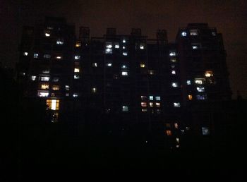 Illuminated buildings at night