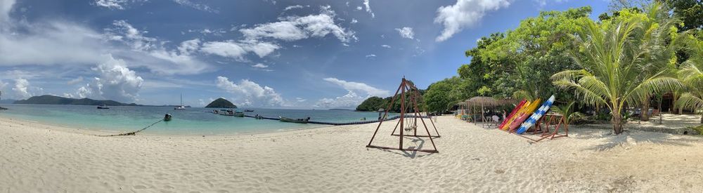 Panoramic view of beach against sky