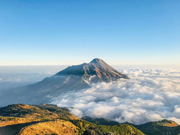 View of volcanic mountain against sky. mt. merbabu, central java, indonesia