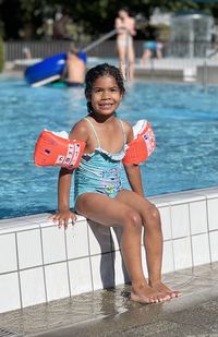 Portrait of girl at a swimming pool