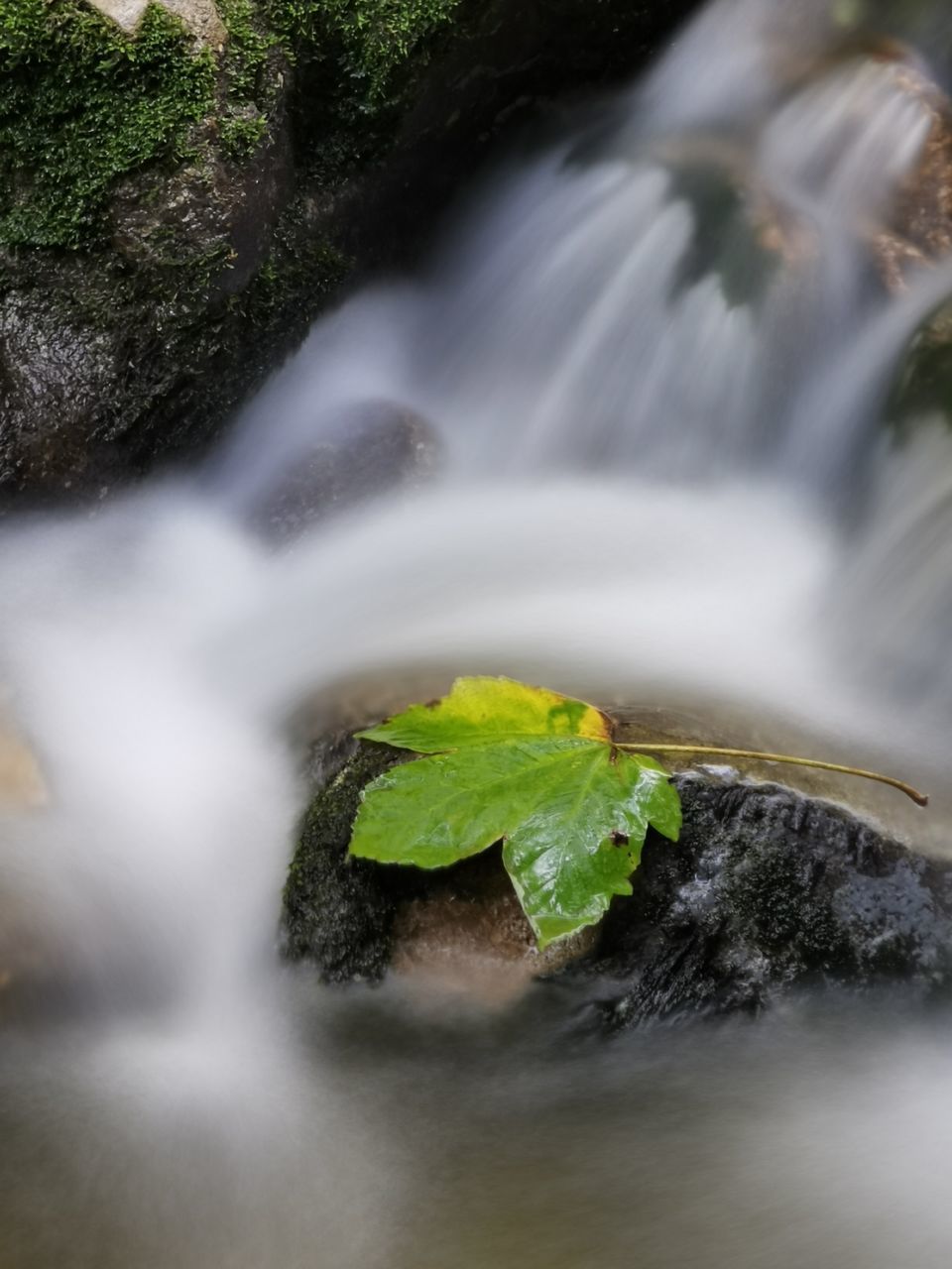 CLOSE-UP OF SMALL WATERFALL IN WATER