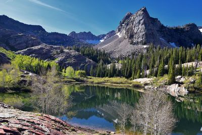 Lake blanche panorama wasatch front rocky mountains twin peaks wilderness big cottonwood canyon utah