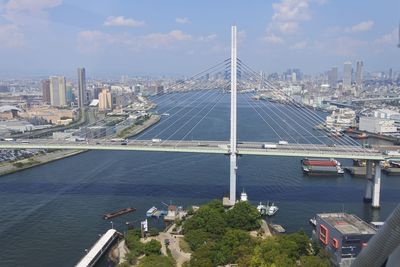 High angle view of tempozan bridge