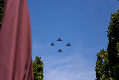 Low angle view of airplane flying in sky