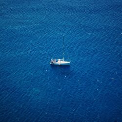 High angle view of boat in sea