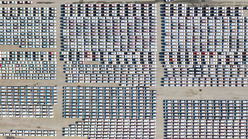 Aerial view of car parked at parking lot