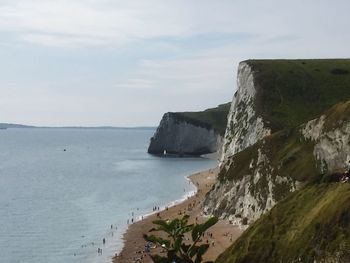 Scenic view of sea and cliff