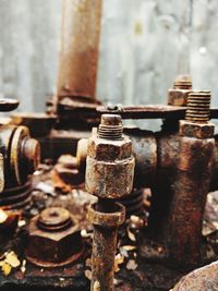 Close-up of rusty machine part