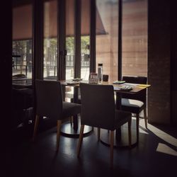 Empty chairs in restaurant