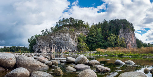 The gorge of the river. view of a beautiful rock, river and forests. 