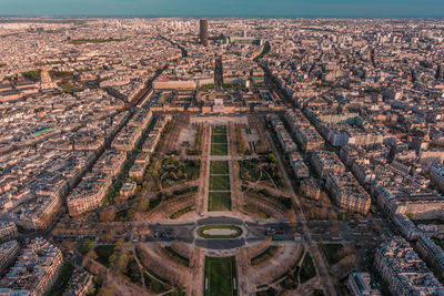 High angle view of buildings in city