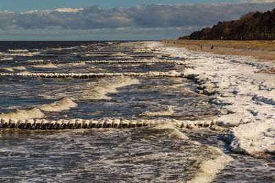 Scenic view of beach against sky