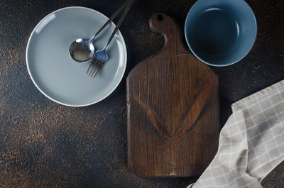 High angle view of coffee on table