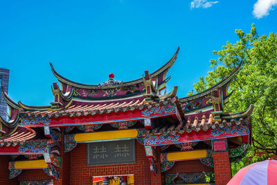 Low angle view of traditional building against sky