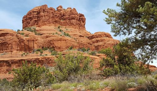Low angle view of rock formation